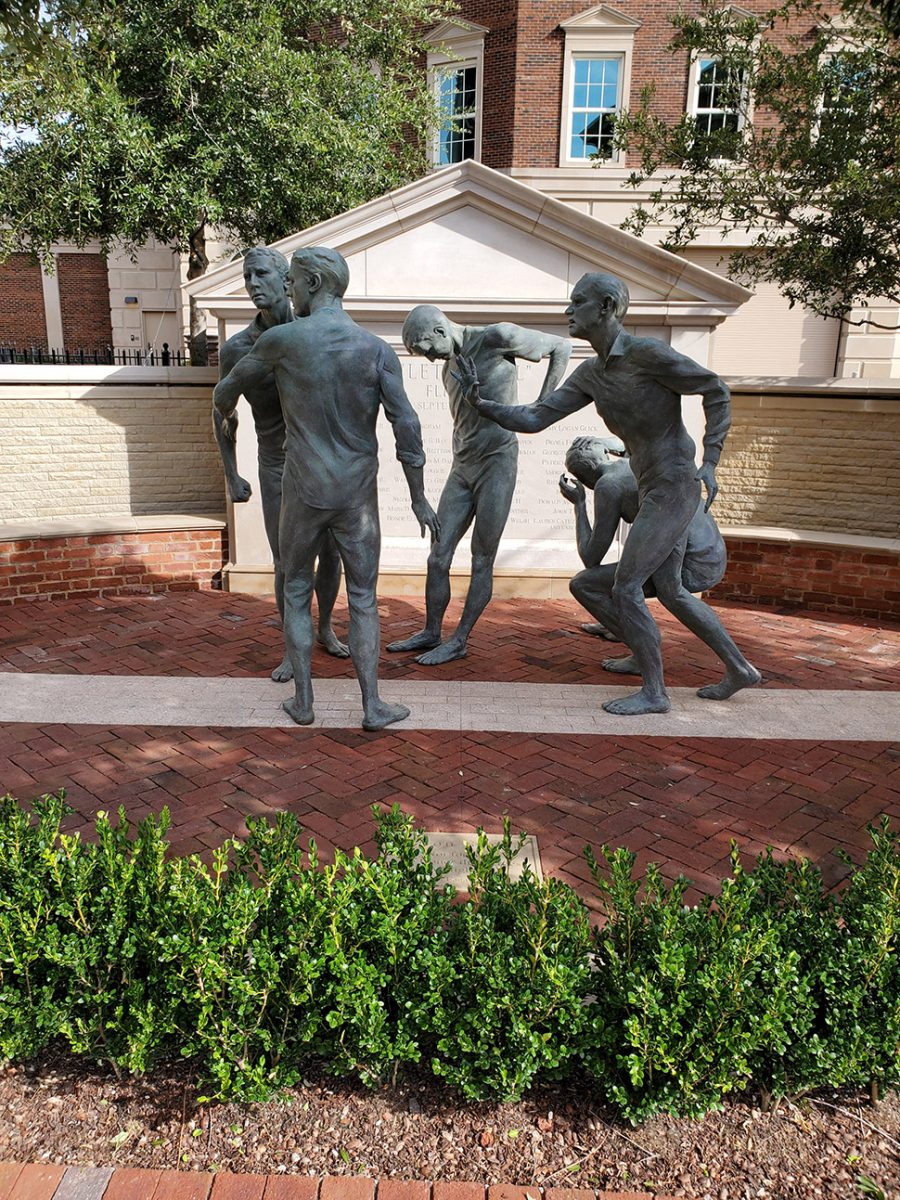 Non Sibi sculpture by artist Chas Fagan at Old Parkland in Dallas, TX