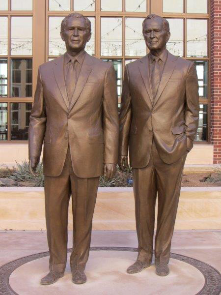 George H and George W Bush Sculptures by Chas Fagan located at George W. Bush Library in Dallas Texas