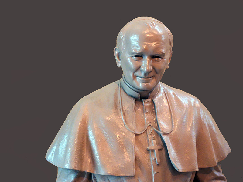 Pope John Paul II sculpture by Chas Fagan at the John Paul II shrine in Washington DC
